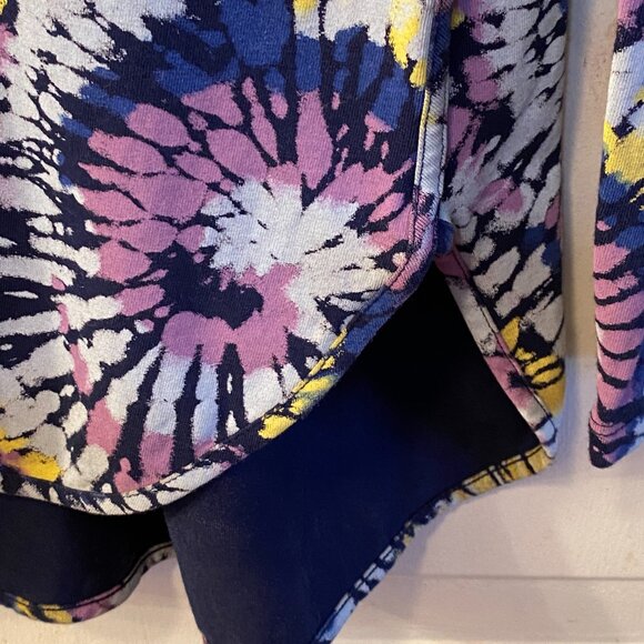 Lands'End Sz L 14/16 Women Knit Top Tunic Long Sleeve Multi Tie Dye Made in Peru - Picture 8 of 11